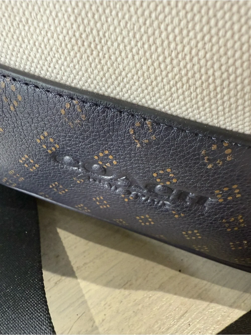 Coach Mercer Canvas Duffel/Tote in Chalk and Navy with Brown Accents- NWOT